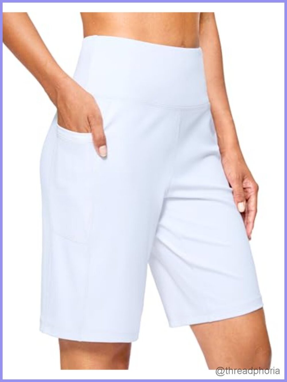 Women's Athletic Long Shorts with Pockets High Waist Tummy Control